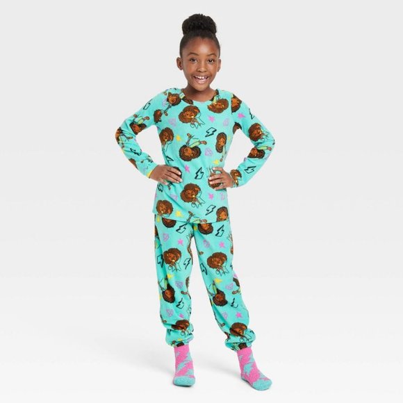 Girls' Pajama Set 2 Piece Blue Top and pants - Picture 3 of 3